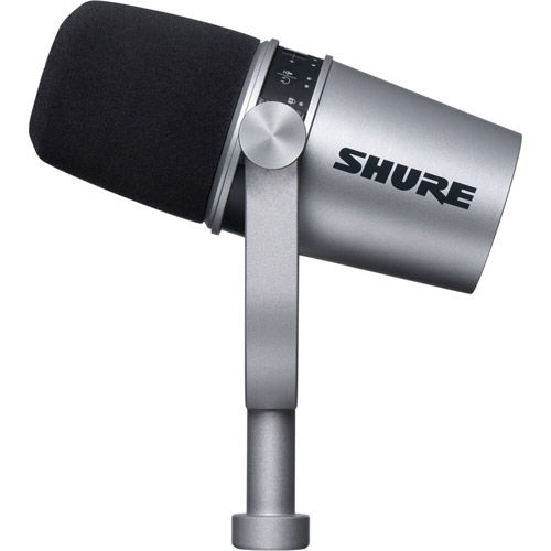 Shure MV7 Cardioid Dynamic Studio Vocal Microphone w / USB and XLR Outputs  - Silver