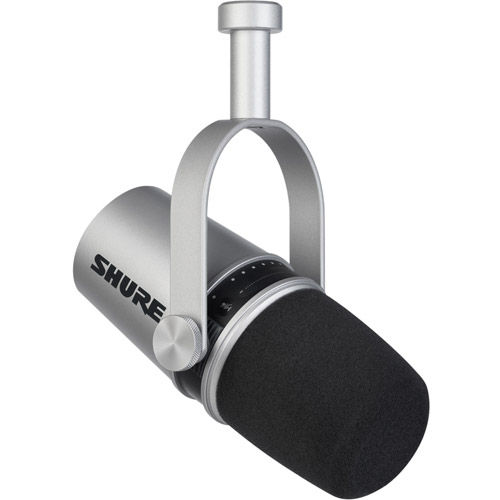 Shure MV7 Cardioid Dynamic Studio Vocal Microphone w / USB and XLR Outputs  - Silver
