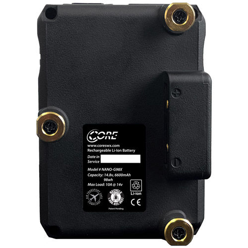 NANO-G98X 98wh Micro Sized G-mount SMART Battery Pack, 14.8v 6.6Ah. 10A Draw w/ EmLEDTM Fuel Gauge