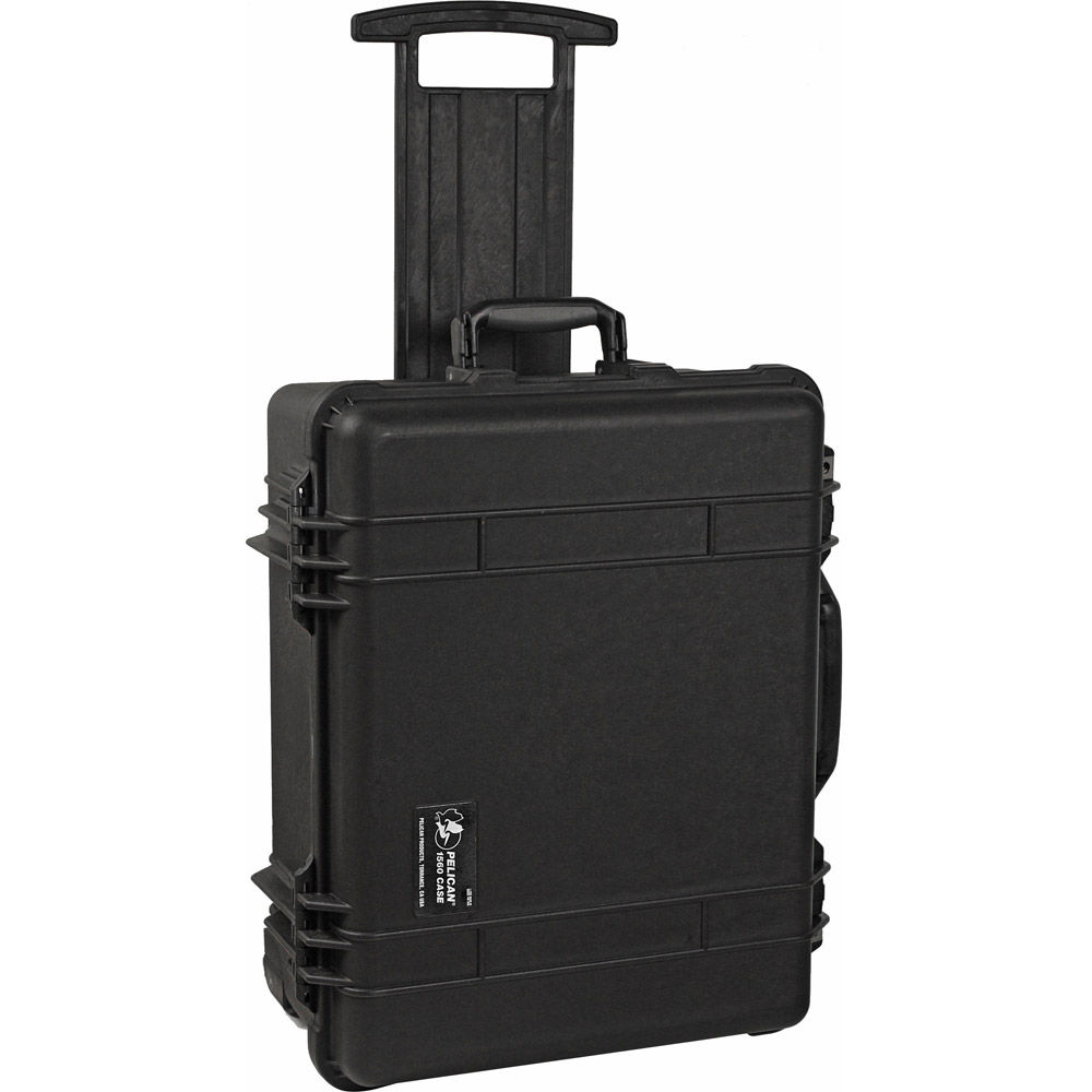 Pelican 1560 Case Black w/Foam w/Retractable Handle & Wheels 1560