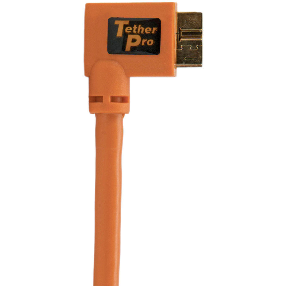 Tether Tools TetherPro USB 3.0 Male To Micro-B, RightAngle Orange 15 ...