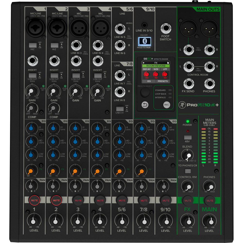 MACKIE 10チャンネルミキサー PRO FX10V3 Mackie 10-Channel Analog Mixer with Enhanced FX, USB Recording