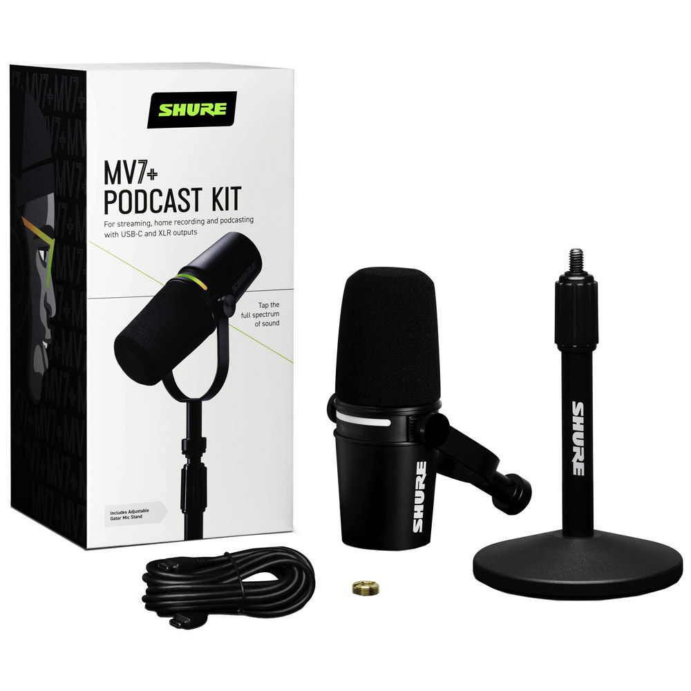 Shure MV7 マイク ブラック Shure MV7+-K-BNDL Black Podcasting Microphone w/ Windscreen