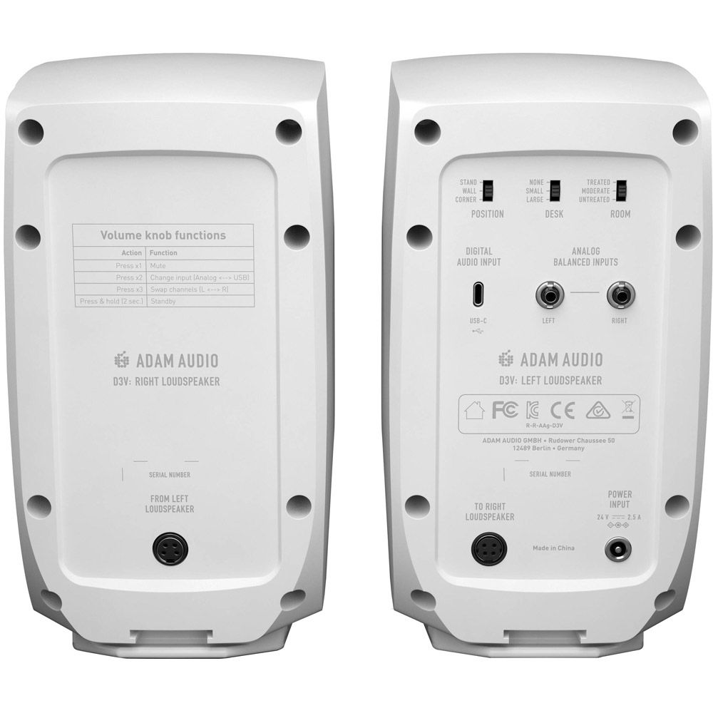 Adam Audio D3V Active Desktop Monitor System - White (Pair) AD-D3V